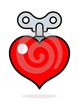 Colorful red heart pacer icon with a winder key