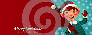 Colorful red Merry Christmas banner