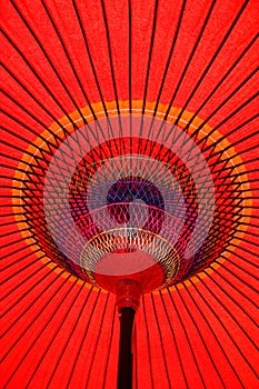 Colorful Red Parasol Underneath