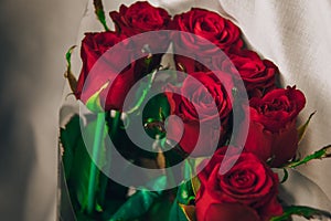 Colorful red roses bouquet flowers romanric  valentines day holiday gift