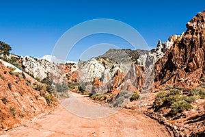 Colorful red sandstone at Cottonwood canyon Road photo
