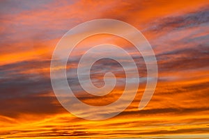 Colorful red sunset over the Sahara desert