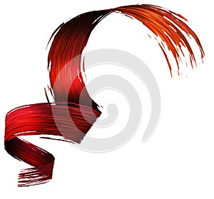 Colorful red to yellow 3D brush paint stroke swirl