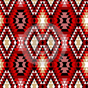 Colorful red white and black aztec ornaments geometric ethnic seamless pattern, vector