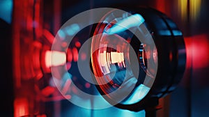 Colorful reflections from glass lens