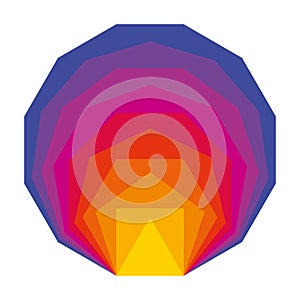 Colorful convex regular polygons, showing Mach bands optical illusion photo