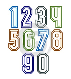 Colorful regular stripy numeration, modern vector poster numbers