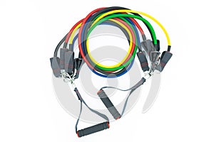 Colorful resistance bands isolated on the white background