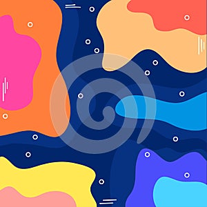 Colorful retro background. abstract wave shape with pink, orange, red, purple, yellow and blue colors. liquid design template. wal