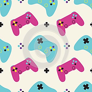 Colorful retro gameing consol seamless pattern background template