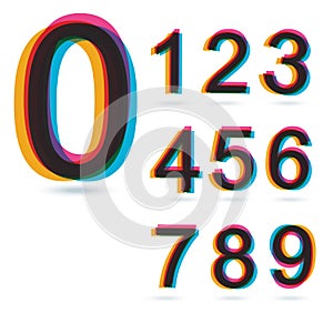 Colorful retro Numbers set.