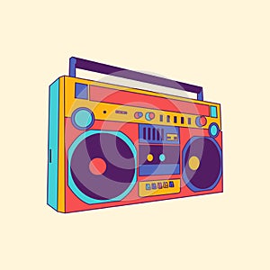 Colorful Retro Radio boombox music vintage vector illustration