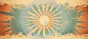 Colorful retro sunburst vintage banner background with grunge effect and vibrant colors