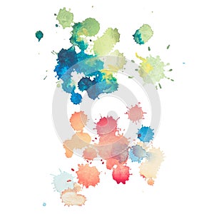 Colorful retro vintage abstract watercolour aquarelle art hand paint on white background