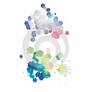 Colorful retro vintage abstract watercolour aquarelle art hand paint on white background