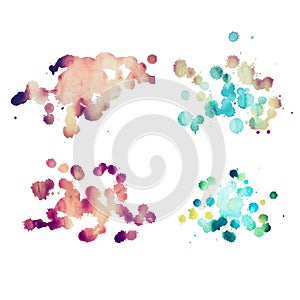 Colorful retro vintage abstract watercolour aquarelle art hand paint on white background