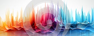 Colorful rhythmic equilizer waves with transparent fabric effectbanner in white background