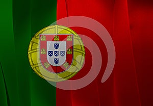 Colorful ribbon as Portugal national flag, 2:3 vertically striped bicolor of green and red, with coat of arms of Portugal centred