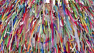 Colorful ribbons of Bonfim church Salvador Bahia Brazil.