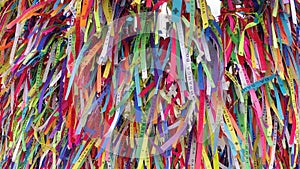 Colorful ribbons of Bonfim church Salvador Bahia Brazil.