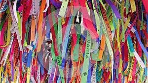 Colorful ribbons of Bonfim church Salvador Bahia Brazil.