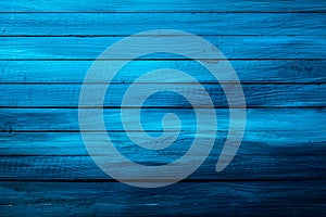 Colorful rich blue wooden background texture