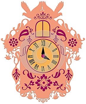 Colorful rich decorated cuckoo clock