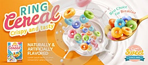 Colorful ring cereal banner ad