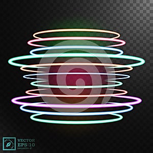 Colorful rings of light with a transparent pattern, isolated and easy to edit. Vector Illustration