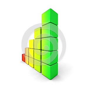 Colorful Rising Bar Graph On White Background