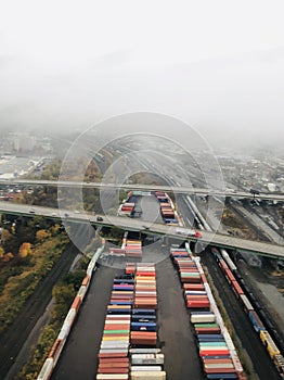 Colorful roads, Train-carts skyview Bosten