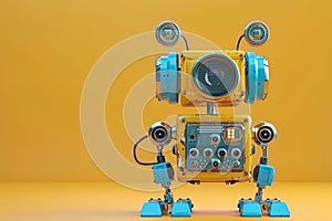 colorful robot with music headphones on poster - unique ai-generated design available for purchase