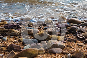 Colorful rock at beach