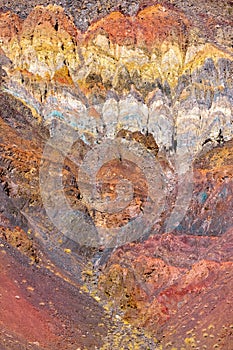 Colorful rock formations at Artists Pallet at Death Valley national park in California