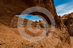 Colorful rock formations in Fairy tale canyon, Kyrgyzstan photo