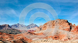 Colorful Rock mountain in the Lake Mead against clear sky, Nevada