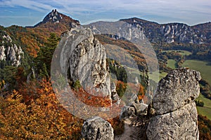 Colorful rocky land in the middle of autumn, Slovakia