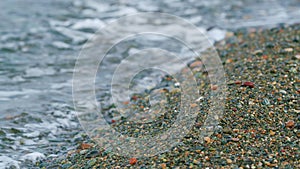 Colorful Rolling Stones Pattern With Water. Natural Background. Bright Sunny Day. Bokeh.