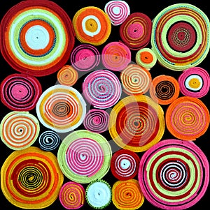 Colorful rolls of fabric