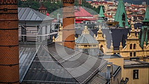Colorful roofs in downtown Prague
