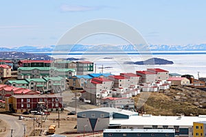 Colorful rooftops in Iqaluit, Nunavut, Canada photo