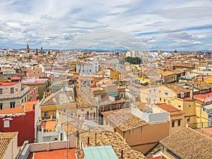 Colorful rooftops panoramic skyline of valencia city spain