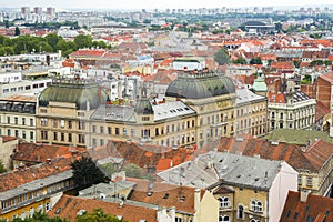 Colorful rooftops and skyline of  Zagreb