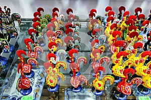 Colorful rooster souvenirs of Porto city photo