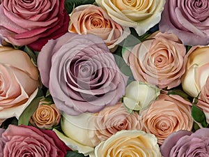 Colorful roses in a bouquet as a background.