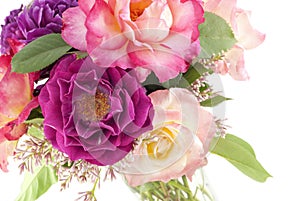 Colorful Roses In Vase