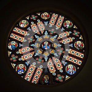 Colorful rosette in Basilica of Levoca, Slovakia