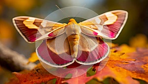 Colorful rosy maple moth