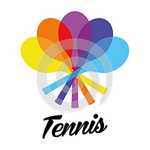 Colorful rotated tennis racquets logo photo