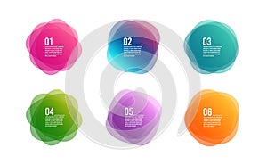 Colorful round banners. Overlay colors shape art design. Abstract style spots. Graphic tags. Infographic vector